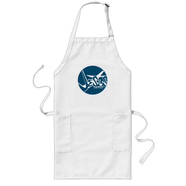 Blue Circle Jesus Saves Graffiti Long Apron (Front)