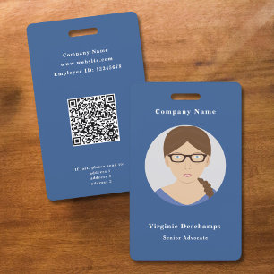 Blue Circle Photo Employee Badge ID Badge