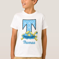 Blue Circle Print Turtle Monogram Letter T