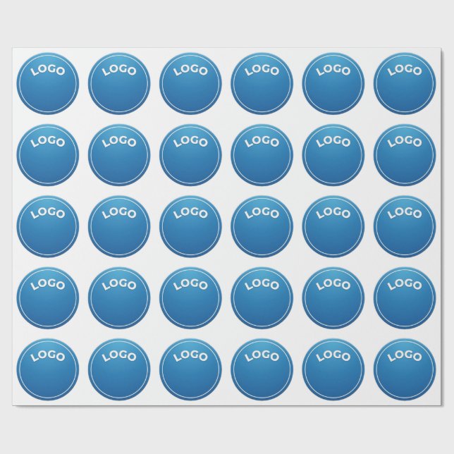 Blue circle, Round logo, Circular badge, Button de Wrapping Paper (Flat)