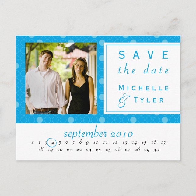 Blue Circle Save the Date Card (Front)