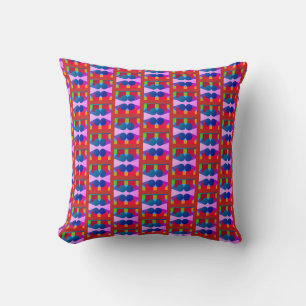 Blue Circles and Red Pillars Throw Pillow