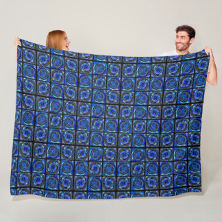 Blue circles mosaic fleece blanket