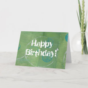 Blue Circles on Green, Happy Birthday! Card