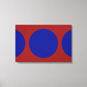 Blue Circles on Red Canvas Print