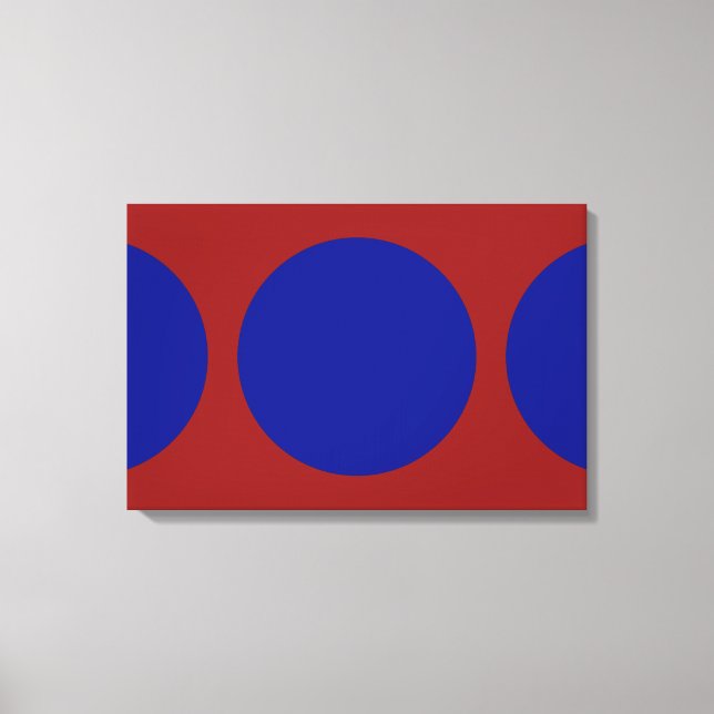 Blue Circles on Red Canvas Print (Front)