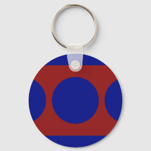 Blue Circles on Red Key Ring
