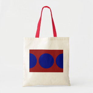 Blue Circles on Red Tote Bag