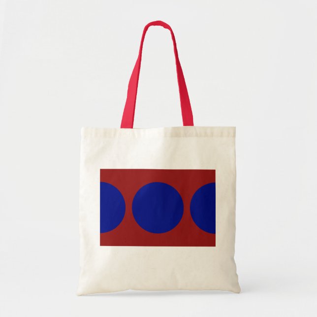 Blue Circles on Red Tote Bag (Front)