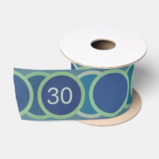 Blue Circles Pattern Custom Birthday Age Satin Ribbon