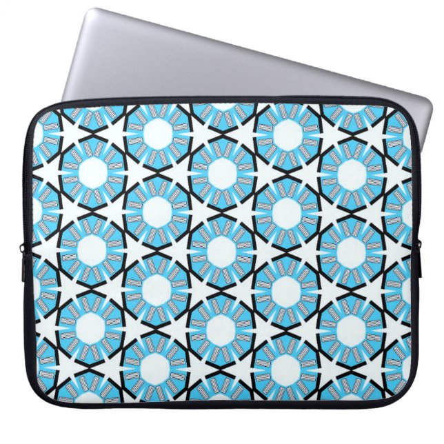 Blue Circles & Stars Pattern  Laptop Sleeve (Front)