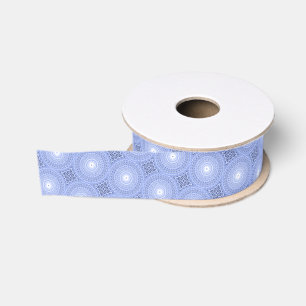 Blue circles swirl pattern grosgrain ribbon