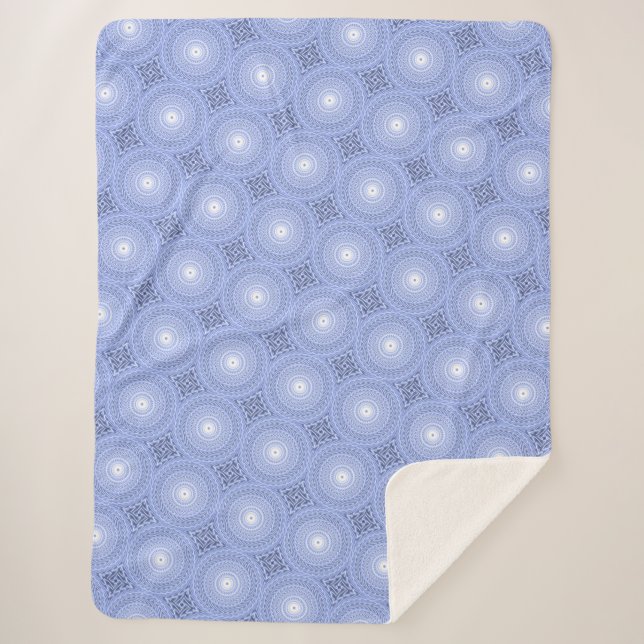 Blue circles swirl pattern sherpa blanket (Front)