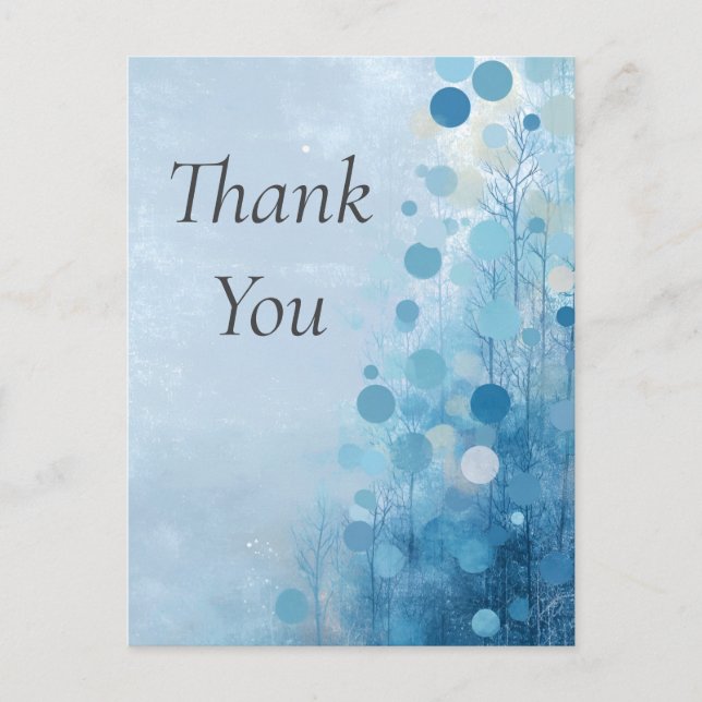 Blue Circles & Trees Thank You Card (Front)