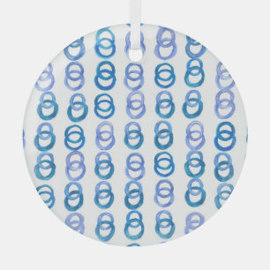 Blue circles: watercolor polka dot glass tree decoration