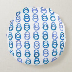 Blue circles: watercolor polka dot round cushion