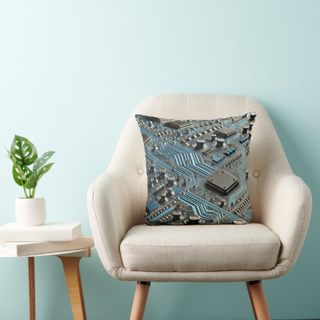 Blue Circuit Board Cushion (Chair)