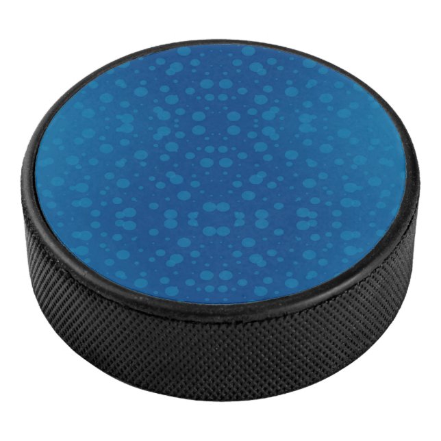 Blue circular product with a polka dot pattern  hockey puck (3/4)
