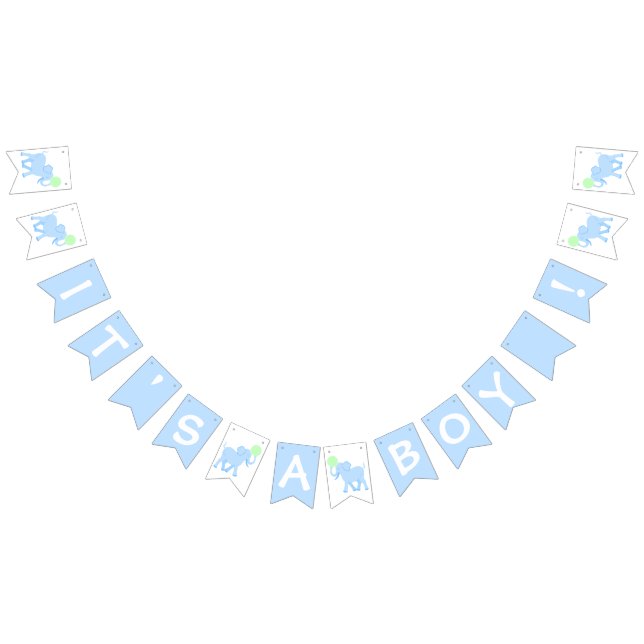 Blue Circus Baby Shower Elephant Its A Boy Bunting (All)