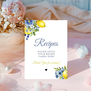 Blue Citrus Leave your Recipes Bridal shower Pedestal Sign