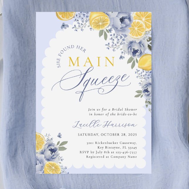 Blue Citrus Lemon Bridal Shower Invitation (Creator Uploaded)
