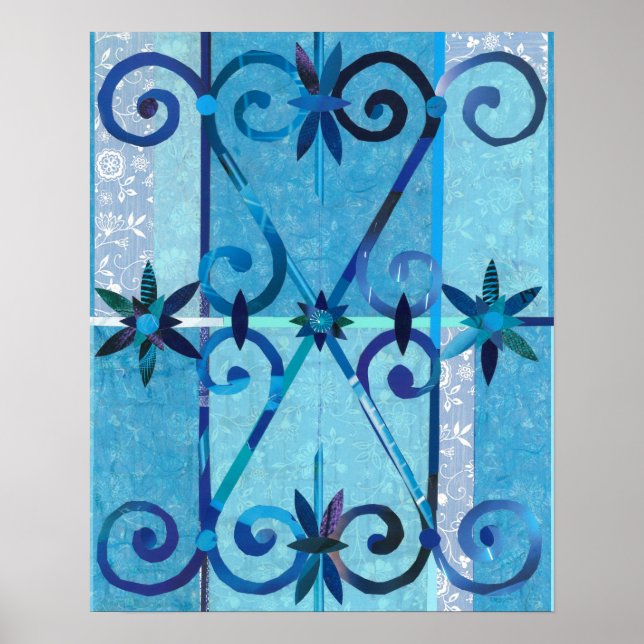 Blue City CHEFCHAOUEN Paper Collage Poster (Front)