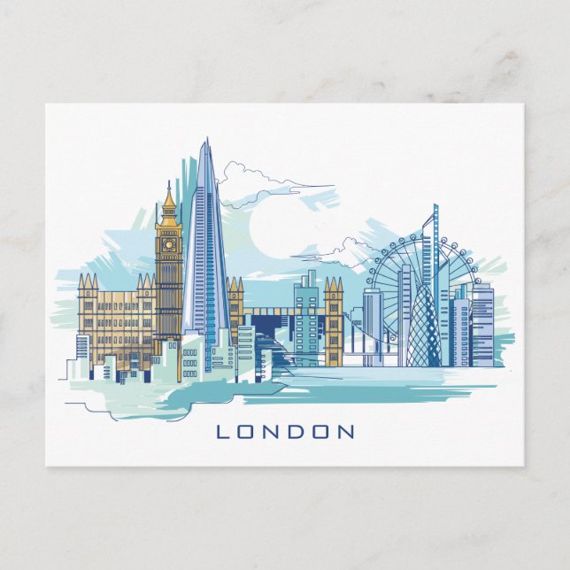 Blue City Skyline | London, England Postcard (Front)