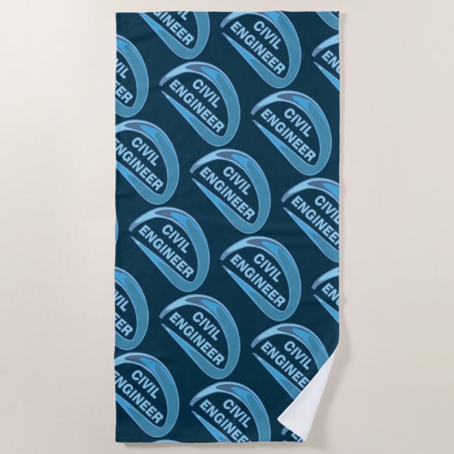 Blue Civil Engineer Beach Towel (Front)