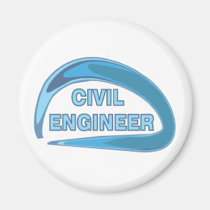 Blue Civil Engineer Button Magnet