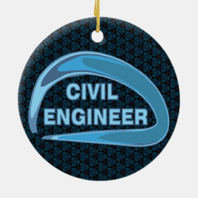 Blue Civil Engineer Ceramic Tree Decoration (Back)