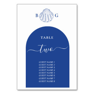 Blue Clam Seashells Coastal Seaside Beach Wedding Table Number