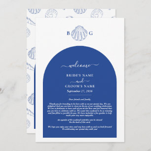 Blue Clam Seashells Coastal Wedding Itinerary Programme