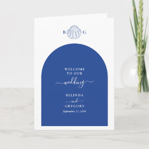 Blue Clam Seashells Wedding Order of Service Programme