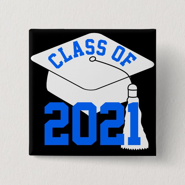 Blue Class of 2024 Grad Cap 15 Cm Square Badge (Front)