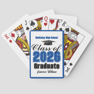 Blue Class of 2026 Custom Graduation Party Playing Cards