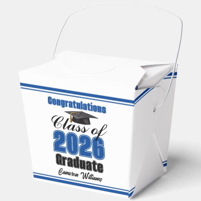 Blue Class of 2026 Graduation Party Fortune Favour Box (Front)