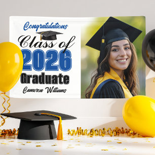 Blue Class of 2026 Graduation Party Photo Banner