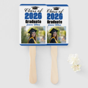Blue Class of 2026 Photo Custom Graduation Photo Hand Fan