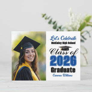 Blue Class of 2026 Photo Graduation Party Invitation