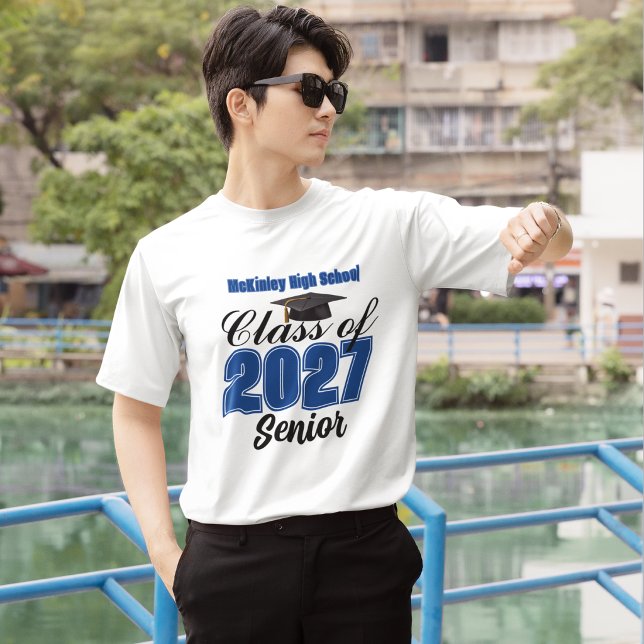 Blue Class of 2027 Senior Custom High School T-Shirt (Creator Uploaded)