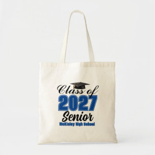 Blue Class of 2027 Senior Custom High School Tote Bag