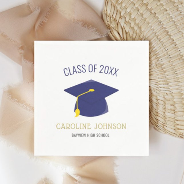Blue Class of Cap & Tassel Graduation Napkins (Creator Uploaded)