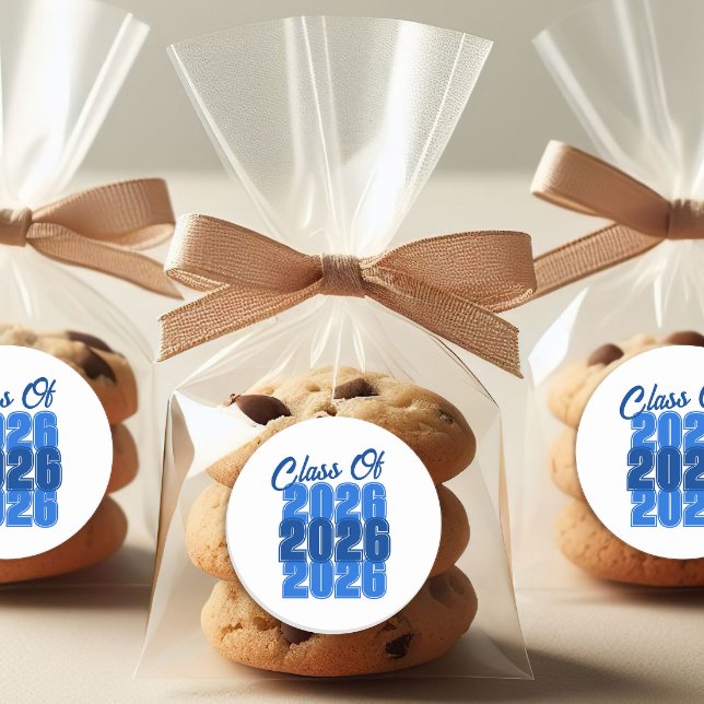 Blue Class Of Graduation Classic Round Sticker (Class of Graduation Sticker)