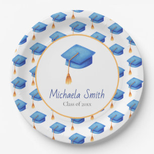Blue Class of High School Graduation Party Paper Plate