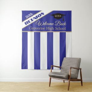 Blue Class Reunion Photo Backdrop Tapestry