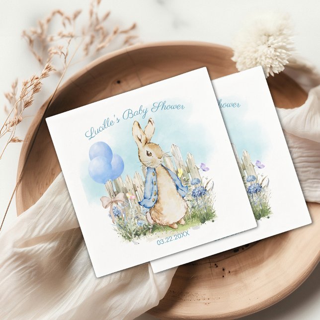 Blue Classic Bunny Peter Baby Shower Paper Napkins (Creator Uploaded)