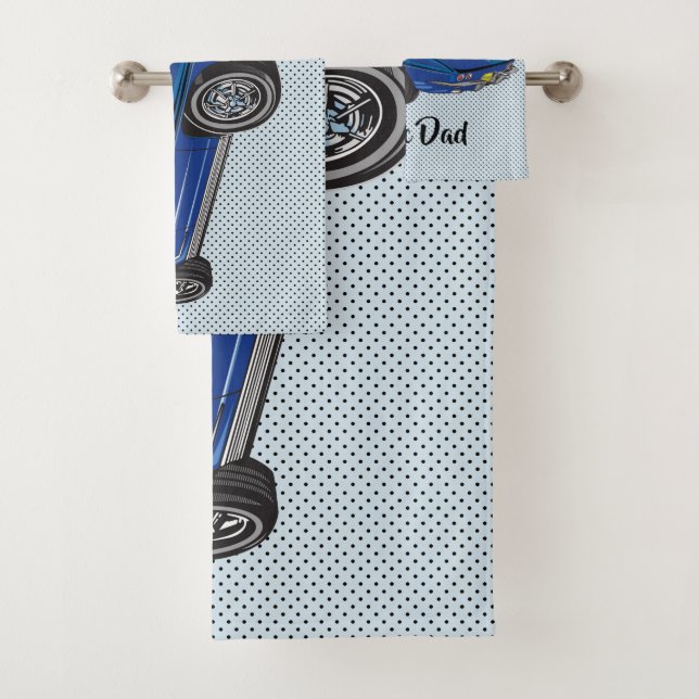 Blue Classic Corvette  Design Bath Towel Set (Insitu)