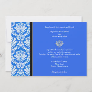 Blue Classic Damask Wedding Invitation