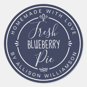 Blue Classic Homemade Blueberry Pie Label