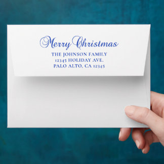Blue Classic Merry Christmas Calligraphy Envelope